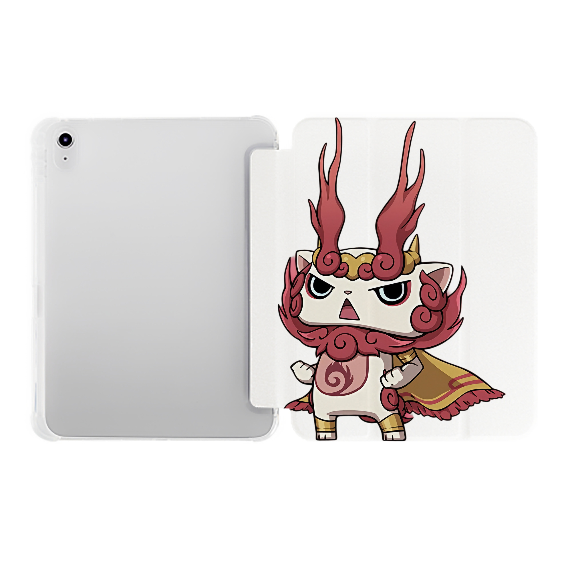 （画像用） 妖怪ウォッチ Yo-kai Watch IPad ケース ペン収納付き 三つ折りスタンド PUレザー×シリコン 対応機種9.5/10.5/10.9インチ